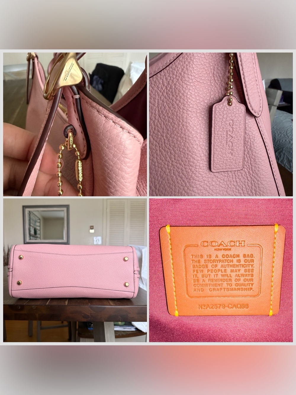 Coach Erin in Powder Pink | Pebbled Leather - Picture 7 of 9
